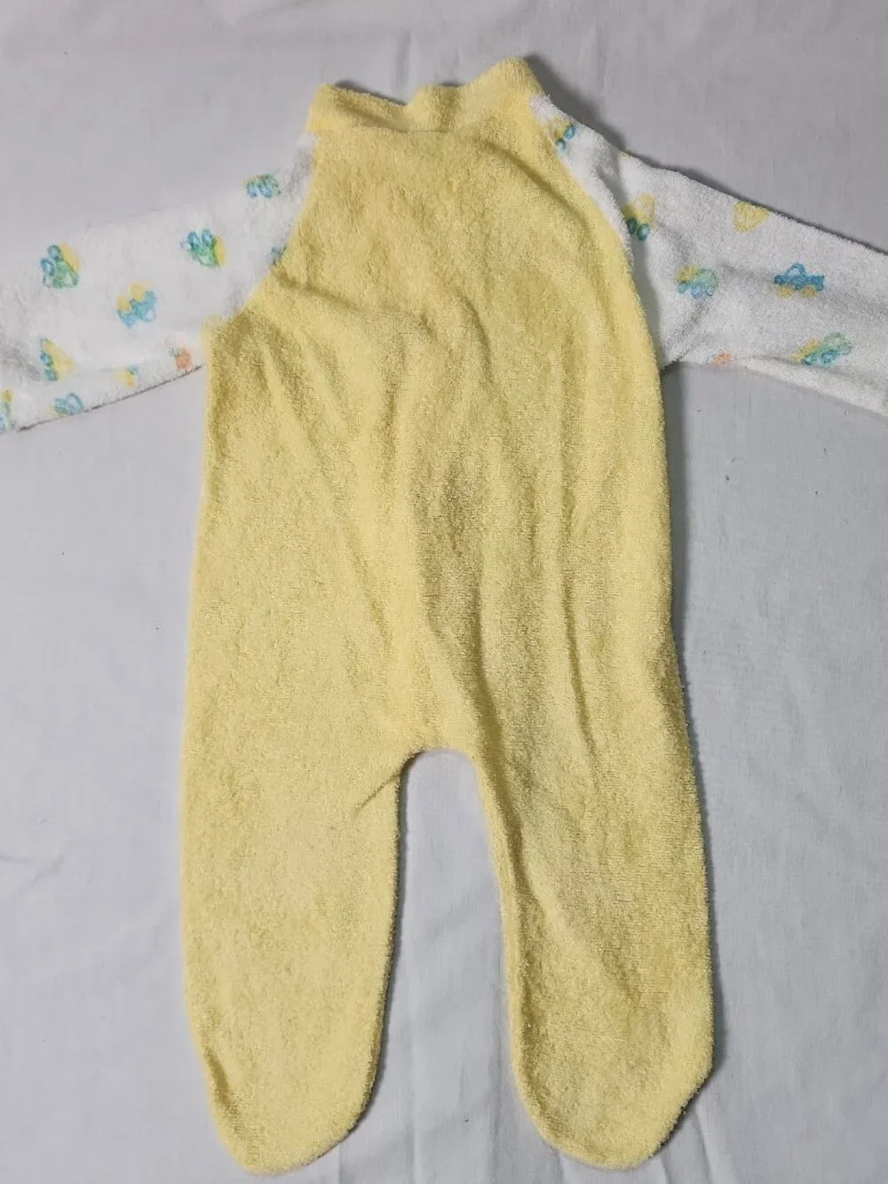 Kent Baby Yellow Footed Sleeper Terry Cloth Medium Cars Trucks VTG